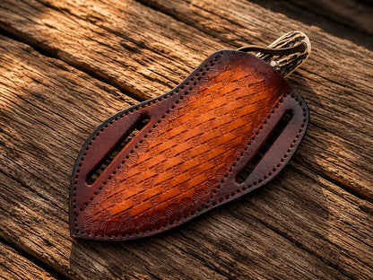 handcrafted Cowboy Skinner Knife – Rasp Steel Blade, stag horn Handle & Leather Sheath