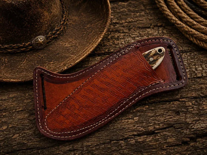 western knife and sheath – Handmade 7" Rasp Steel Knife with Antler Turquoise Handle