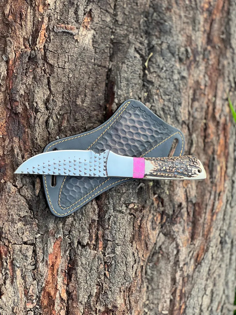 Handmade Cowboy Hunting knives satg handle with leather sheath gift for man