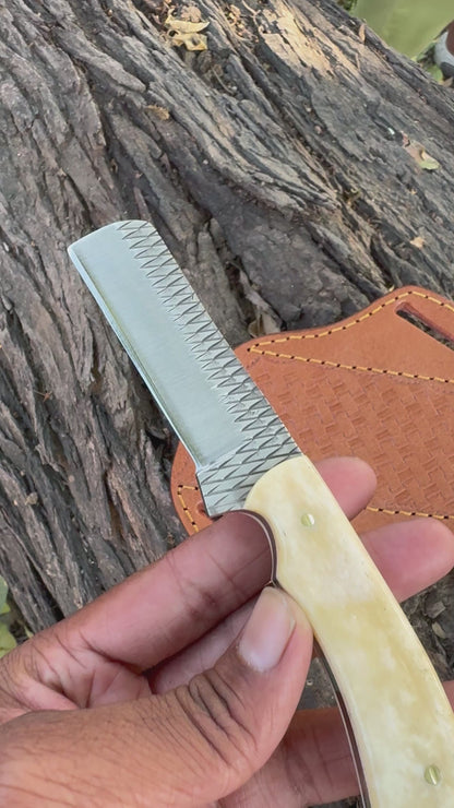 Handmade Cowboy Rasp Knife with Leather Sheath
