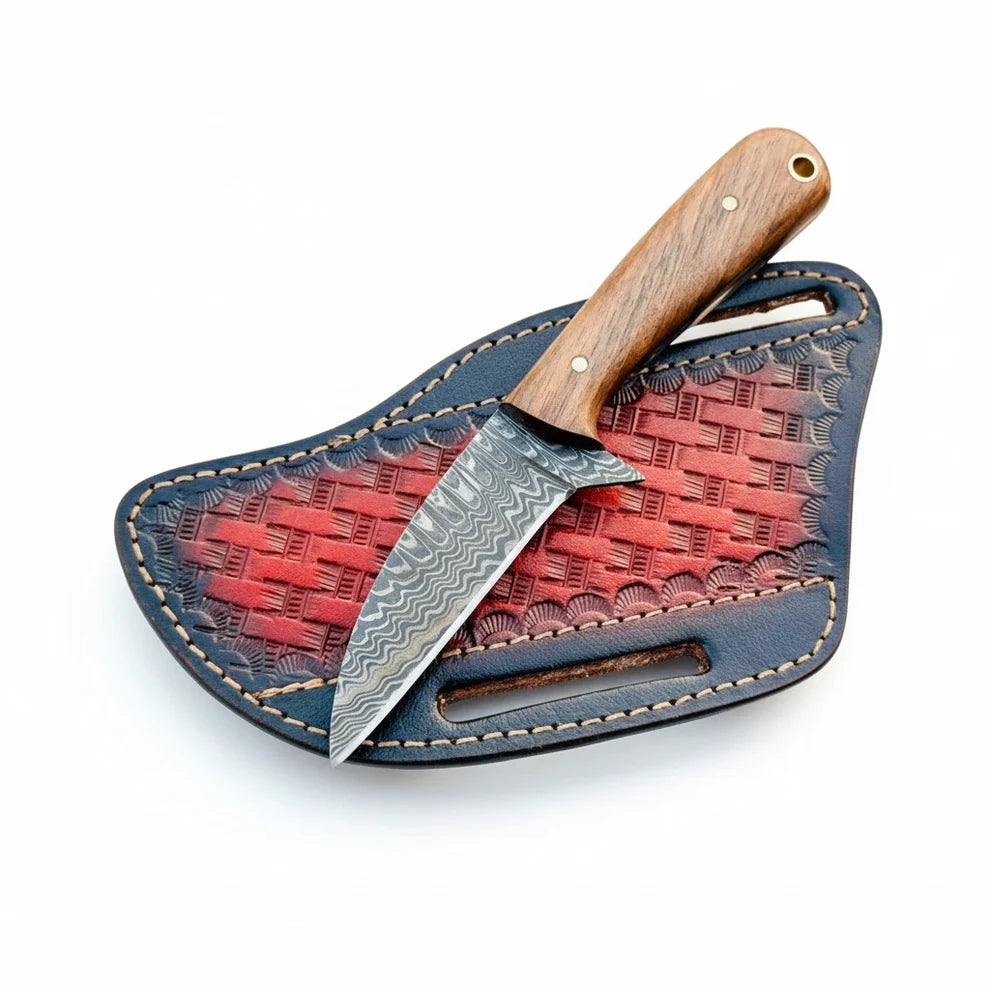 Best Farm Knife – 3.2" Damascus Blade with Walnut Wood Handle