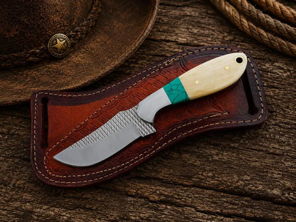 western knife and sheath – Handmade 7" Rasp Steel Knife with Bone Handle